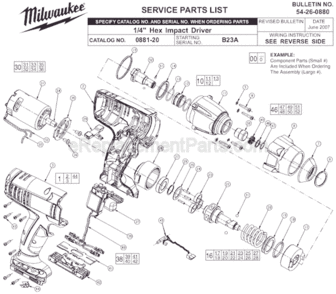 Part Location Diagram of 06-82-2630 Milwaukee Screw