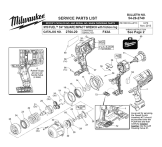 Fig-0 Diagram and Parts List for 2764-22 F43A Milwaukee Impact Driver