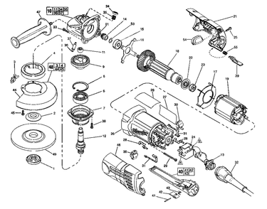Fig-0 Diagram and Parts List for 6149-50 919C Milwaukee Angle Grinder