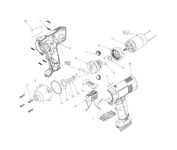 14.4 Volt 1/2-Inch Square Impact Wrench Diagram and Parts List for CP8740 9086-68 SER A34A Milwaukee Wrench