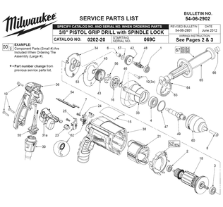 Fig-0 Diagram and Parts List for 0202-20 069C Milwaukee Electric Drill