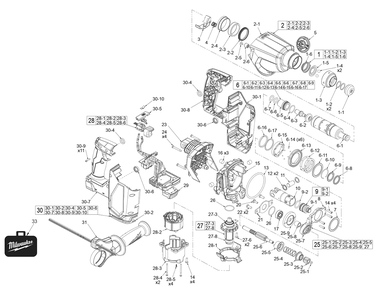 Part Location Diagram of 44-60-0033 Milwaukee Wrist Pin