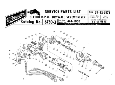Part Location Diagram of 31-44-0290 Milwaukee Housing assembly