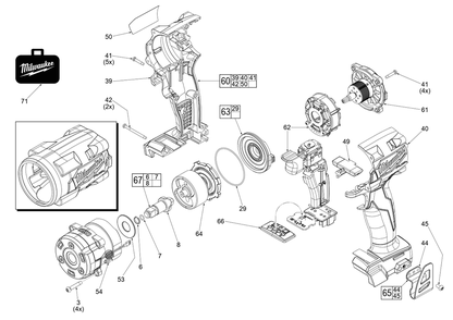 Part Location Diagram of 45-88-2554 Milwaukee Front Gear Case Washer