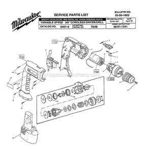 Page A Diagram and Parts List for 0401-4 784B Milwaukee Electric Drill