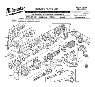 Fig-0 Diagram and Parts List for 5385-59A C40A Milwaukee Hammer Drill