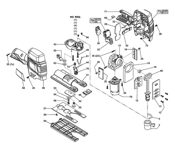 Fig-0 Diagram and Parts List for 2445-059 E09A Milwaukee Jig Saw