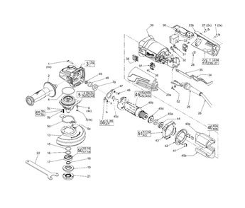 125mm Hp Angle Grinder With Slide Switch And Speed Dial Diagram and Parts List for 6117-59 D12C Milwaukee Angle Grinder
