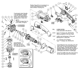 Fig-0 Diagram and Parts List for 6123-30  Milwaukee Angle Grinder