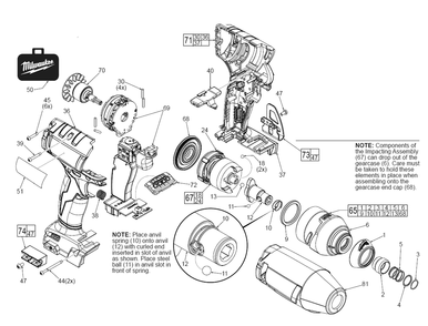 Fig-0 Diagram and Parts List for 2753-22 G76A Milwaukee Impact Driver