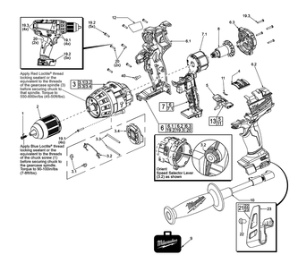 Fig-0 Diagram and Parts List for 2604-059 F17D Milwaukee Hammer Drill