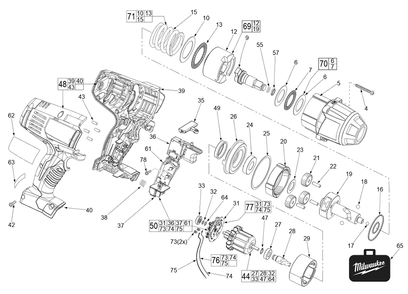 Fig-0 Diagram and Parts List for 2663-20 B80C Milwaukee Impact Driver