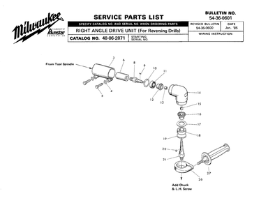 Fig-0 Diagram and Parts List for 48-06-2860 54-36-0601 Milwaukee Cordless Drill