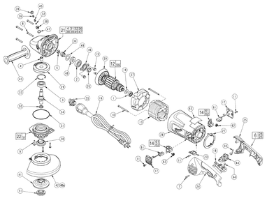 Fig-0 Diagram and Parts List for 6089-31  Milwaukee Angle Grinder