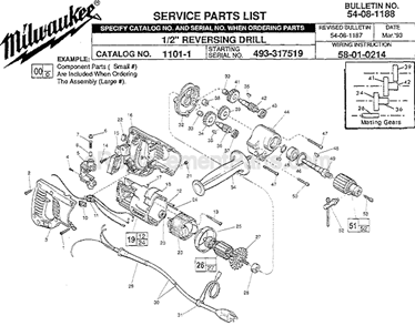 Page A Diagram and Parts List for 1101-1 SER 493-317519 Milwaukee Electric Drill
