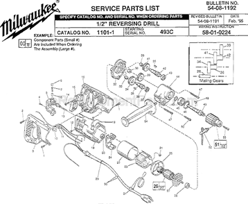 Page A Diagram and Parts List for 1101-1 SER 493C Milwaukee Electric Drill