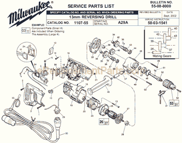 Part Location Diagram of 22-56-0697 Milwaukee Blade Housing Assembly