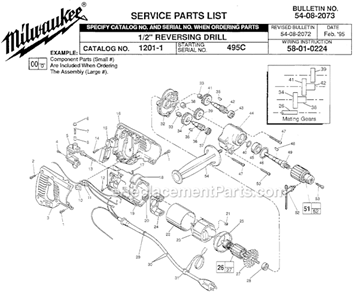 Part Location Diagram of 32-75-2651 Milwaukee Spindle Gear