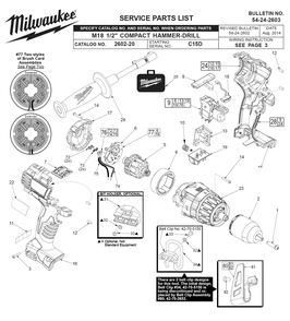Fig-0 Diagram and Parts List for 2602-22CT C15D Milwaukee Cordless Drill