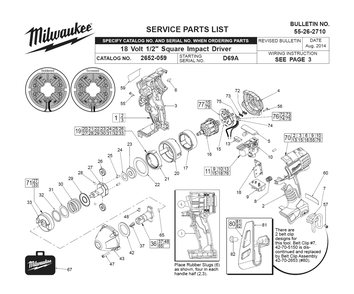 Fig-0 Diagram and Parts List for 2652-059 D69A Milwaukee Impact Driver