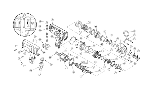 Var. Speed 5/8-Inch Hex D.I. Impact Wrench Diagram and Parts List for 9096-20 A52A Milwaukee Wrench
