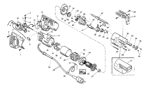 Fig-0 Diagram and Parts List for 6512-4 600-3100 Milwaukee Saw