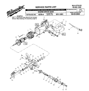 Fig-0 Diagram and Parts List for 6378-4 621-1001 Milwaukee Saw