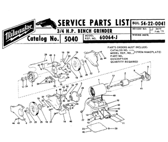 Fig-0 Diagram and Parts List for 5040 660064-J Milwaukee Angle Grinder