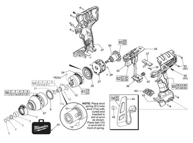 Fig-0 Diagram and Parts List for 2653-059 F20A Milwaukee Impact Driver