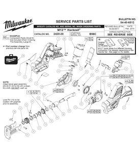 Fig-0 Diagram and Parts List for 2420-22 B56C Milwaukee Saw