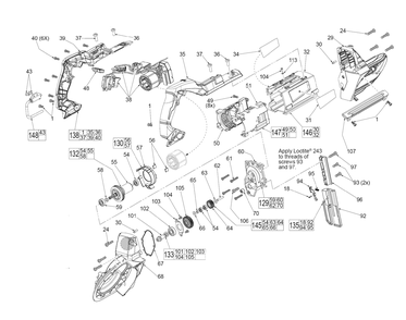 Fig-0 Diagram and Parts List for 2729-21 F83A Milwaukee Saw