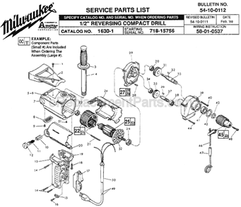 Page A Diagram and Parts List for 1630-1 SER 718-15756 Milwaukee Electric Drill