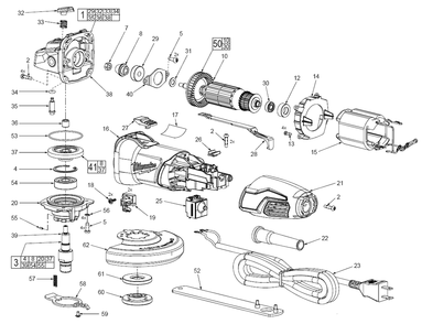 Fig-0 Diagram and Parts List for 6130-33 C27E Milwaukee Angle Grinder