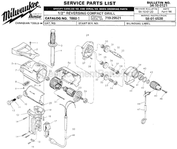 Part Location Diagram of 18-50-0060 Milwaukee Field Assembly