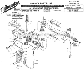 Page A Diagram and Parts List for 1660-1 SER 719-53025 Milwaukee Electric Drill