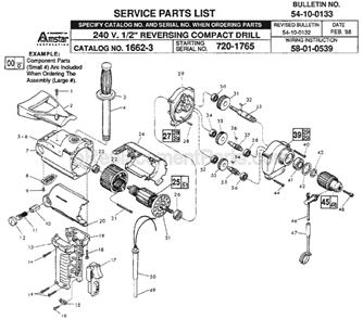 Page A Diagram and Parts List for 1662-3 SER 720-1765 Milwaukee Electric Drill