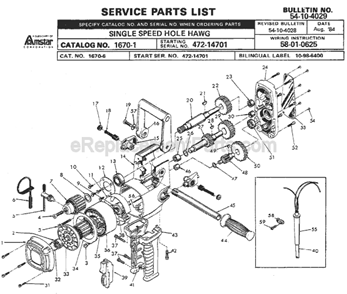 Part Location Diagram of 38-50-5076 Milwaukee Spindle Assembly Svce Kit