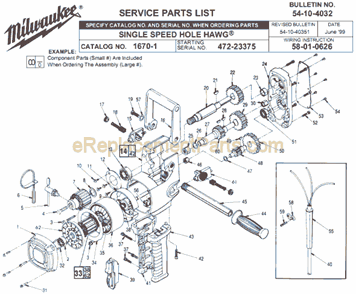 Part Location Diagram of 02-04-1700 Milwaukee Ball Bearing