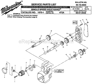 Page A Diagram and Parts List for 1670-1 SER 472A Milwaukee Electric Drill