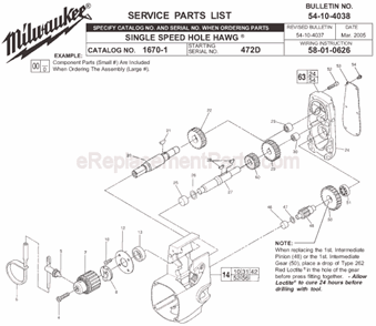 Page A Diagram and Parts List for 1670-1 SER 472D Milwaukee Electric Drill
