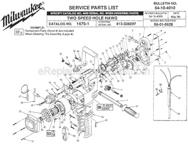 Page A Diagram and Parts List for 1675-1 SER 413-336097 Milwaukee Drill Press