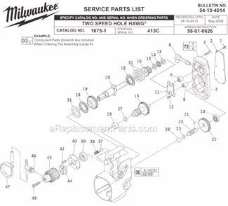 Part Location Diagram of 12-98-7300 Milwaukee Nameplate Service
