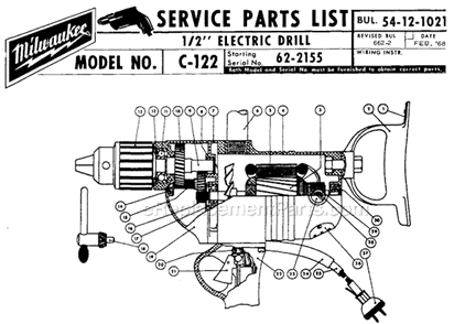 Part Location Diagram of 88D-43 Milwaukee Pipe Handle