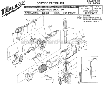 Page A Diagram and Parts List for 1854-3 SER 567A Milwaukee Electric Drill