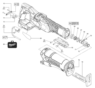 Fig-0 Diagram and Parts List for 2822-20 L52A Milwaukee Reciprocating Saw