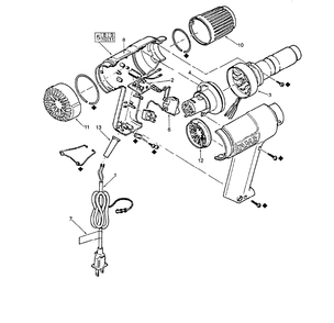 Fig-0 Diagram and Parts List for 8975-6  Milwaukee Heat Gun