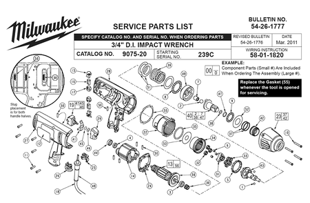 Fig-0 Diagram and Parts List for 9075-20 239C Milwaukee Impact Driver