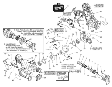 Fig-0 Diagram and Parts List for 2625-20 C41D Milwaukee Reciprocating Saw