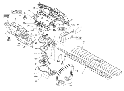 Fig-0 Diagram and Parts List for 2726-20 H34A Milwaukee Hedge Trimmer