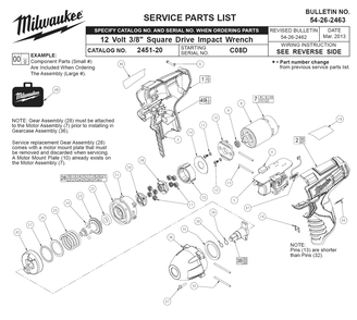Fig-0 Diagram and Parts List for 2451-20 C08D Milwaukee Impact Driver